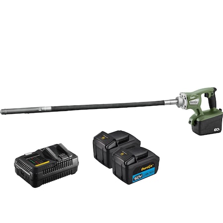 Durofix DXP 60V BLDC Concrete Vibrator, 48" Flex. Shaft, 2-Battery Kit RZ6008-28FPL-P2